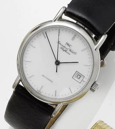 IWC. A stainless steel automatic calendar wristwatch